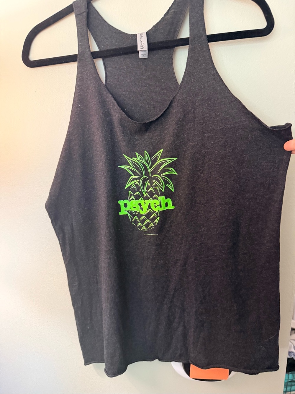 NWOT - PSYCH - Next Level Apparel Black Racerback Tank with Psych Graphic - XL